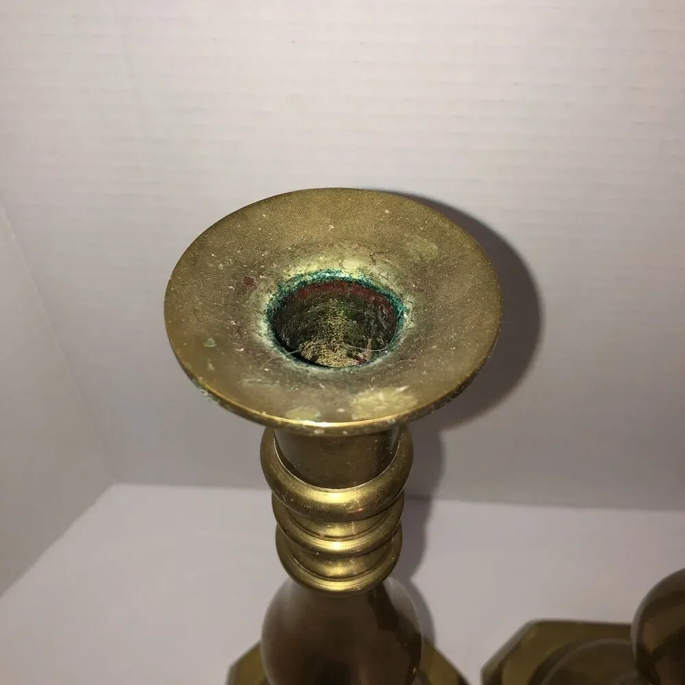 Brass Candlestick Holders Pair 12